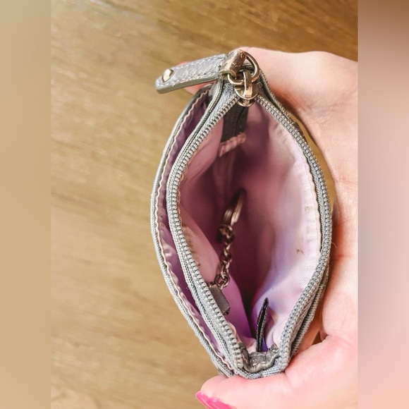 Coach Signature C Print Light Gray Coin Purse with Keyring and Storage Pouch - Picture 3 of 16